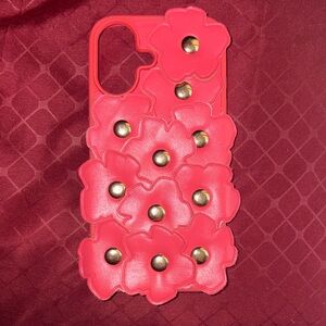 Floral Pink Phone Case with Gold Accents